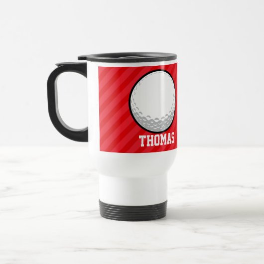 Golf Ball; Scarlet Rote Streifen Reisebecher (Links)