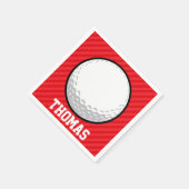 Golf Ball; Scarlet Rote Streifen Serviette (Ecke)