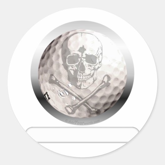 Golf Ball Skull und Crossbones Runder Aufkleber (Vorderseite)