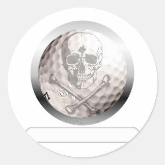 Golf Ball Skull und Crossbones Runder Aufkleber