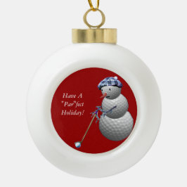 Golf Ball Snowman Keramik Kugel-Ornament