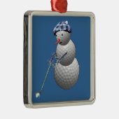 Golf Ball Snowman Silbernes Ornament (Rechts)