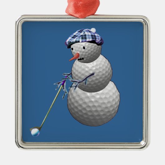 Golf Ball Snowman Silbernes Ornament (Vorne)