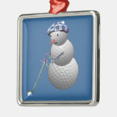 Golf Ball Snowman Silbernes Ornament (Links)