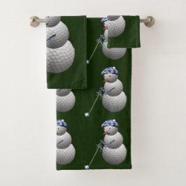 Golf Ball Snowman Weihnachten Badhandtuch Set