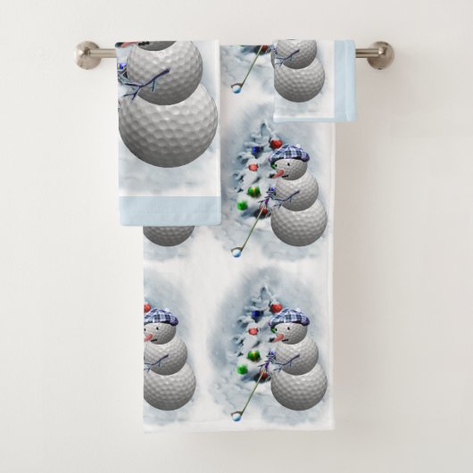 Golf Ball Snowman Weihnachten Badhandtuch Set (Insitu)