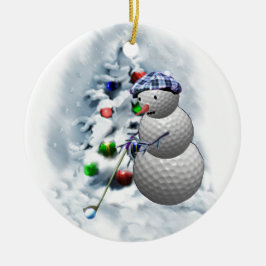 Golf Ball Snowman Weihnachten Keramikornament