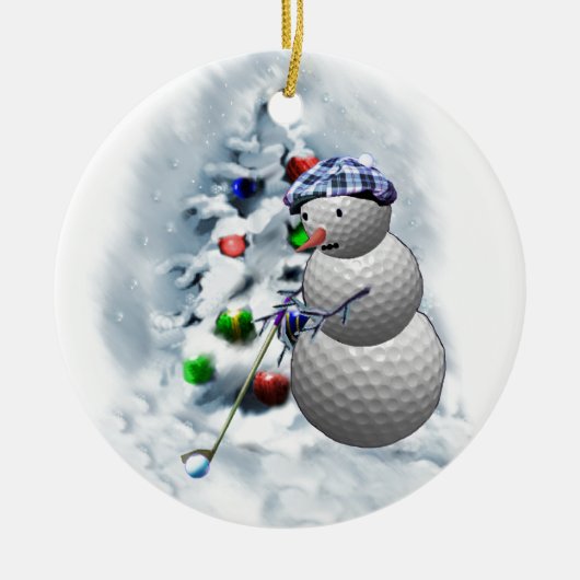 Golf Ball Snowman Weihnachten Keramikornament (Vorne)