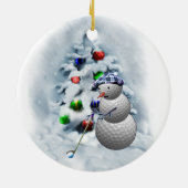 Golf Ball Snowman Weihnachten Keramikornament (Hinten)
