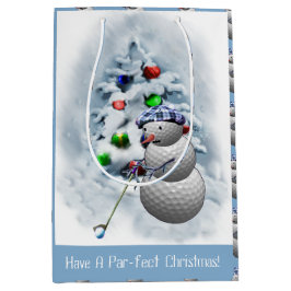 Golf Ball Snowman Weihnachten Mittlere Geschenktüte