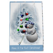 Golf Ball Snowman Weihnachten Mittlere Geschenktüte (Rückseite)