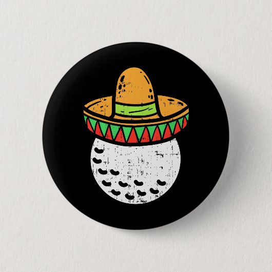 Golf Ball Sombrero Cinco De Mayo Mexikanischer Gol Button (Vorderseite)