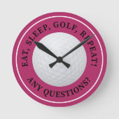 Golf Ball Sport Modernes Golfangebot Girly Pink Runde Wanduhr (Vorderseite)