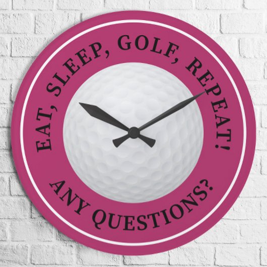 Golf Ball Sport Modernes Golfangebot Girly Pink Runde Wanduhr