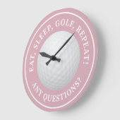 Golf Ball Sport Modernes Golfangebot Trendy Pink Große Wanduhr (Winkel)