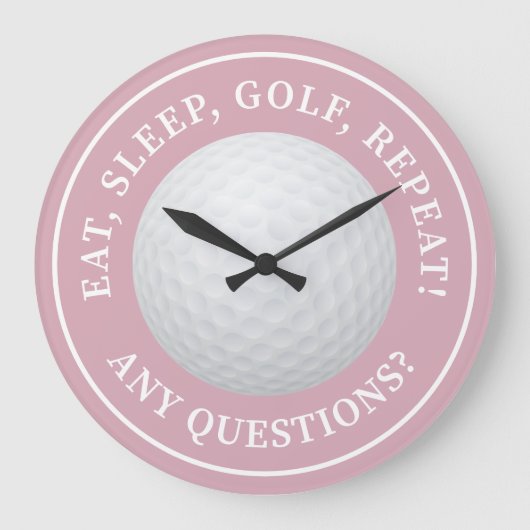Golf Ball Sport Modernes Golfangebot Trendy Pink Große Wanduhr (Vorderseite)