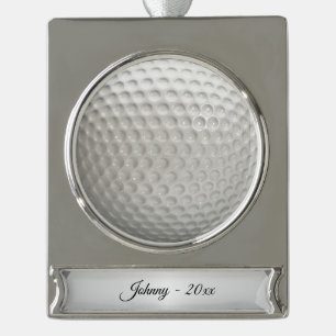 Golf Ball Sport Personalisiert Banner-Ornament Silber
