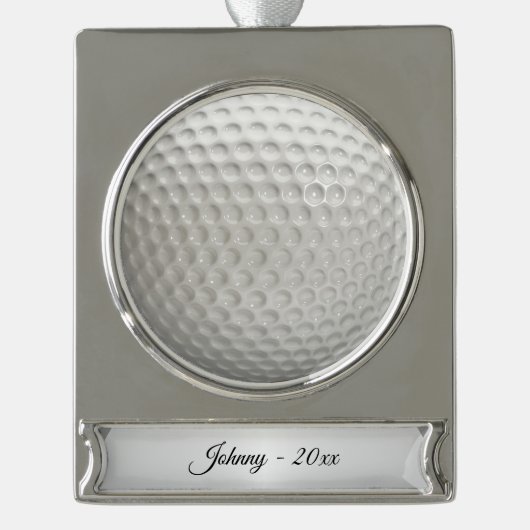 Golf Ball Sport Personalisiert Banner-Ornament Silber (Vorderseite)