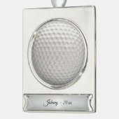 Golf Ball Sport Personalisiert Banner-Ornament Silber (Links)