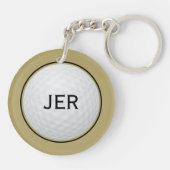 Golf Ball Sports Golfer Modernes Monogram Gold Bla Schlüsselanhänger (Rückseite)