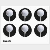 Golf Ball & T-Shirt auf Schwarz - Maßgeschneiderte Runder Aufkleber (Blatt)
