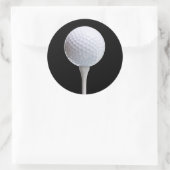 Golf Ball & T-Shirt auf Schwarz - Maßgeschneiderte Runder Aufkleber (Tasche)