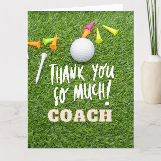 Golf Ball & Tee Dank so viel Coach für Golfer Dankeskarte (Vorderseite)