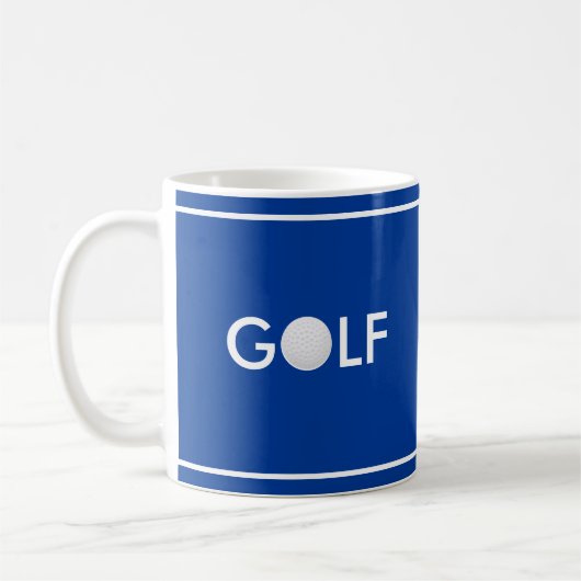 Golf Ball Text auf Royal Blue Kaffeetasse (Links)