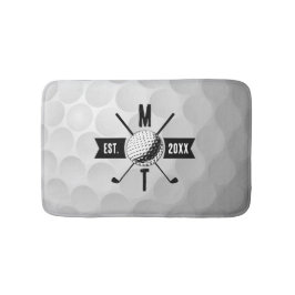 Golf Ball Texture & Club Initial Monogram Badematte