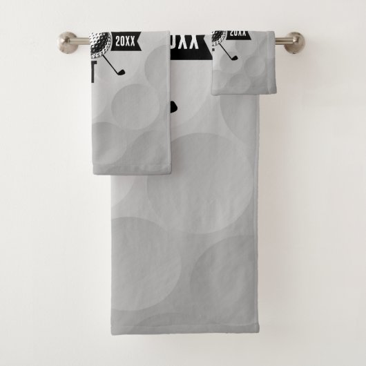 Golf Ball Texture & Club Initial Monogram Badhandtuch Set (Insitu)