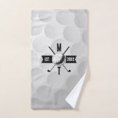 Golf Ball Texture & Club Initial Monogram Badhandtuch Set (Handtuch)