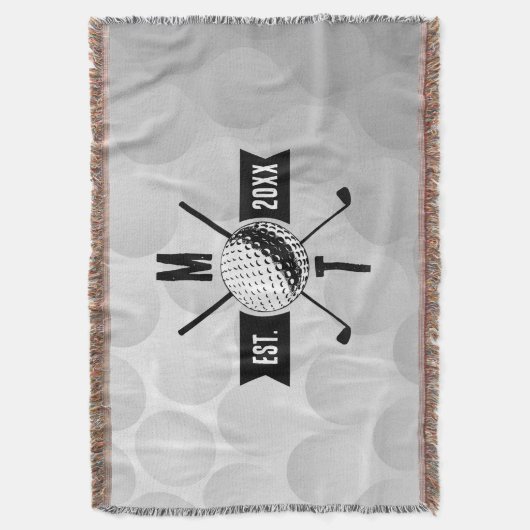 Golf Ball Texture & Club Initial Monogram Decke (Vorderseite Vertikal)