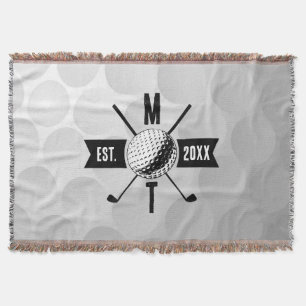 Golf Ball Texture & Club Initial Monogram Decke