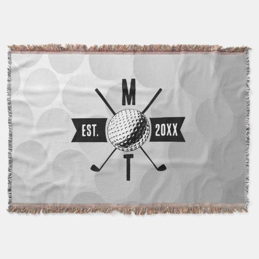 Golf Ball Texture & Club Initial Monogram Decke (Vorderseite)