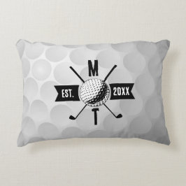 Golf Ball Texture & Club Initial Monogram Dekokissen