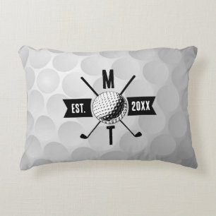 Golf Ball Texture & Club Initial Monogram Dekokissen