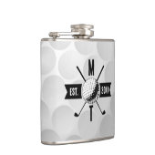 Golf Ball Texture & Club Initial Monogram Flachmann (Rechts)