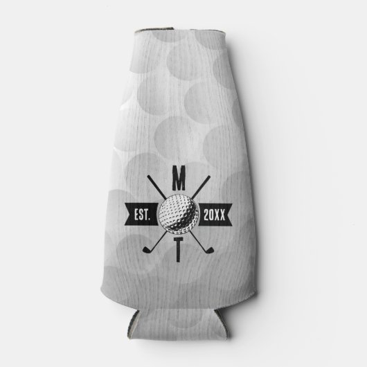 Golf Ball Texture & Club Initial Monogram Flaschenkühler (Vorderseite)