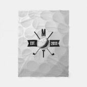 Golf Ball Texture & Club Initial Monogram Fleecedecke (Vorderseite)