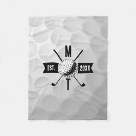 Golf Ball Texture & Club Initial Monogram Fleecedecke