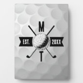 Golf Ball Texture & Club Initial Monogram Fotoplatte (Vorderseite)