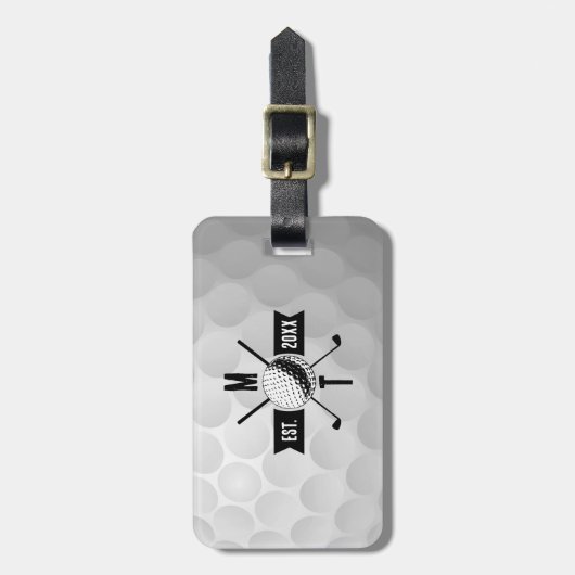 Golf Ball Texture & Club Initial Monogram Gepäckanhänger (Vorderseite vertikal)