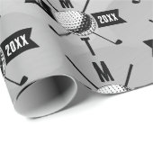 Golf Ball Texture & Club Initial Monogram Geschenkpapier (Rolleneckpunkt)
