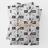 Golf Ball Texture & Club Initial Monogram Geschenkpapier Set (Beispiel)