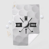 Golf Ball Texture & Club Initial Monogram Golfhandtuch (Insitu)