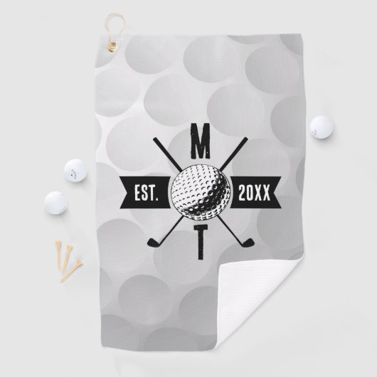 Golf Ball Texture & Club Initial Monogram Golfhandtuch (Insitu)