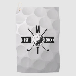 Golf Ball Texture & Club Initial Monogram Golfhandtuch