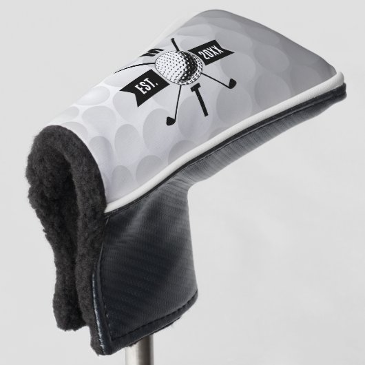 Golf Ball Texture & Club Initial Monogram Headcover (3/4 Vorderseite)