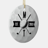 Golf Ball Texture & Club Initial Monogram Keramik Ornament (Rechts)