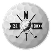 Golf Ball Texture & Club Initial Monogram Keramikknauf (Vorderseite)
